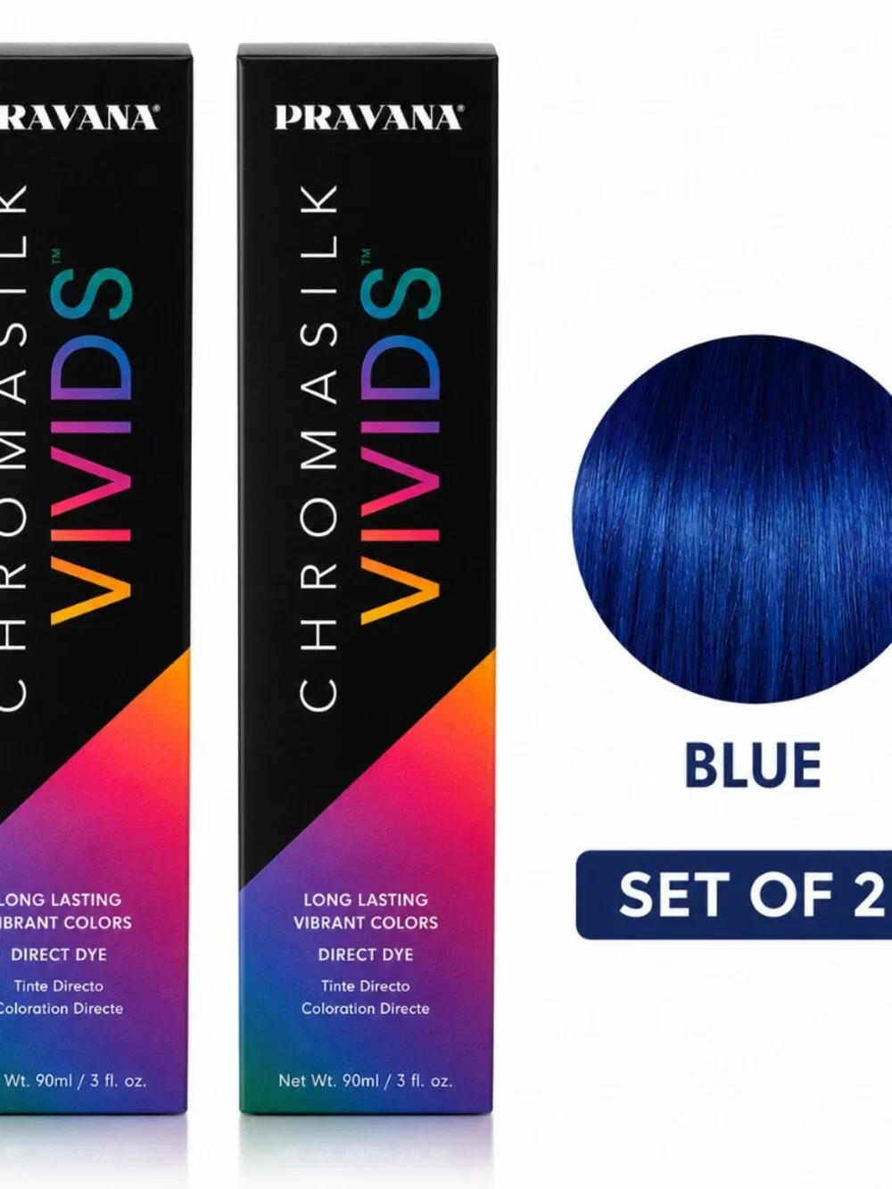 Pravana ChromaSilk Vivids Blue Hair Color Set of 2 | Semi-Permanent Direct